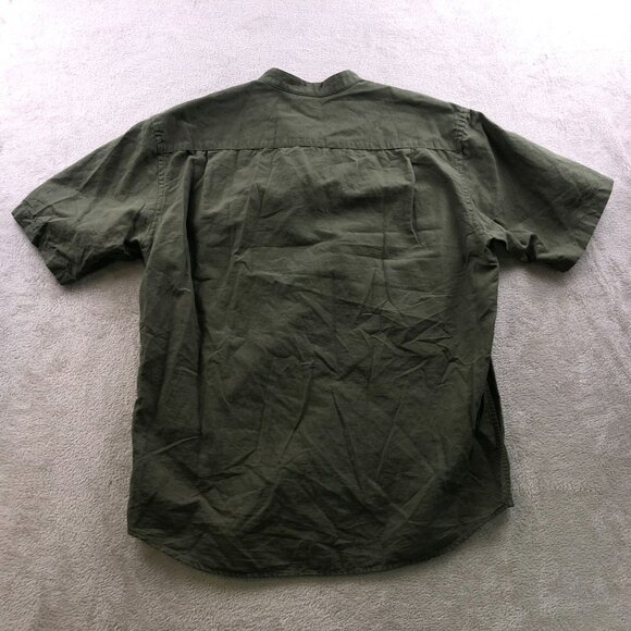 Uniqlo Men's Shirt Small Short Sleeve Cotton Linen Blend Green Button Up Casual - Picture 11 of 13